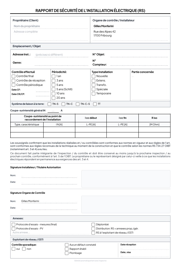 Rapport de sécurité